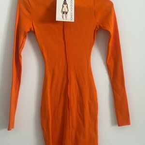 Naked Wardrobe Orange Long Sleeve Dress